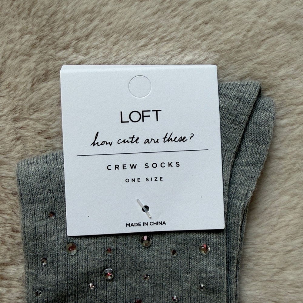LOFT Gray Embellished Crew Socks - Picture 2 of 7